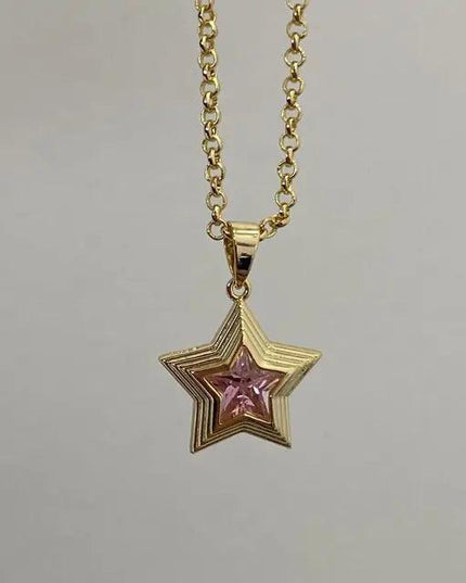 Star Rhinestone Chain Necklace