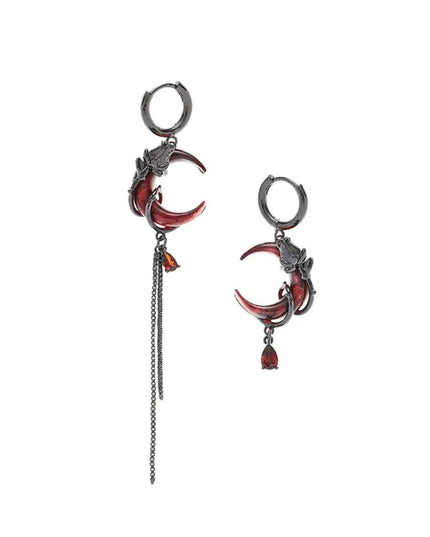 Women's Asymmetric Tassel Rose Earrings