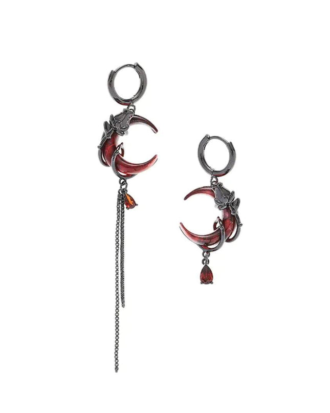 Women's Asymmetric Tassel Rose Earrings