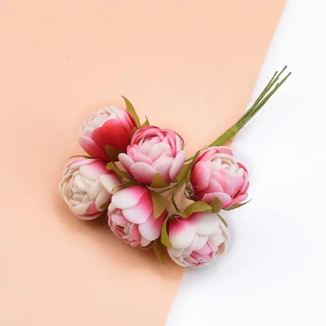6 Pieces Silk Tea Roses Buds