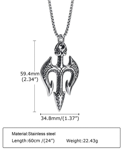 Vnox Men's Stylish Poseidon Trident Necklace