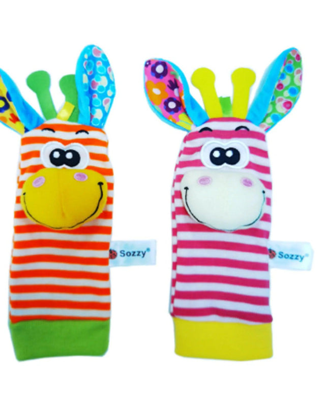 Cartoon Plush Socks Wrist Strap Rattles