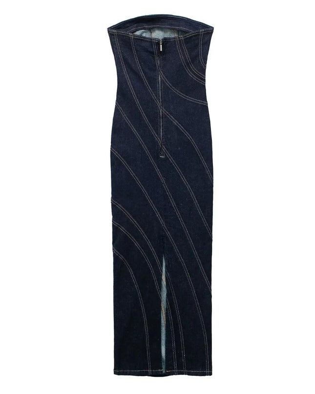 Swirl Thread Denim Dress