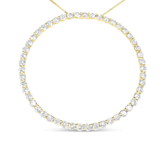 10K Yellow Gold Plated .925 Sterling Silver 4 Cttw Diamond Circle Hoop 18" Pendant Necklace (J-K Color, I1-I2 Clarity)