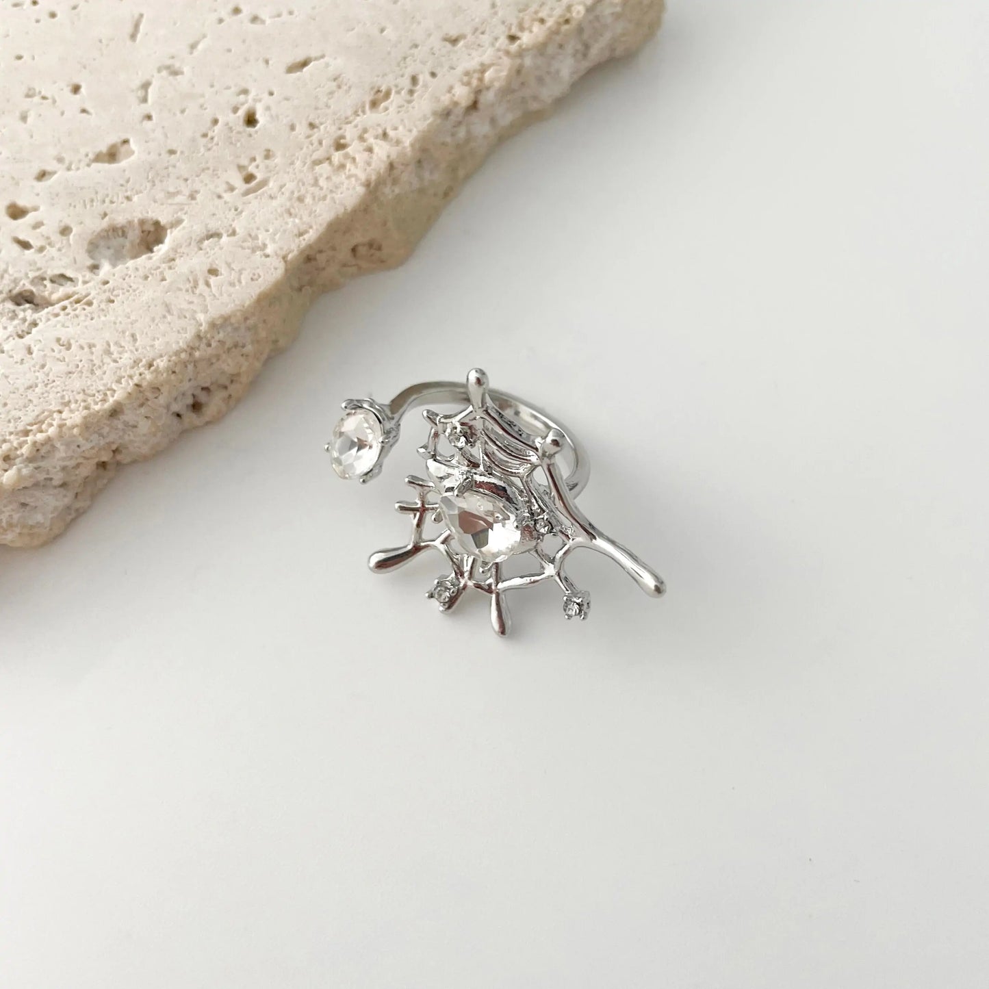 Spider Web Silver Ring