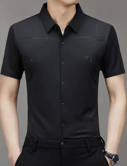 Summer New Men's Short-sleeved Shirt Seamless Business Shirt