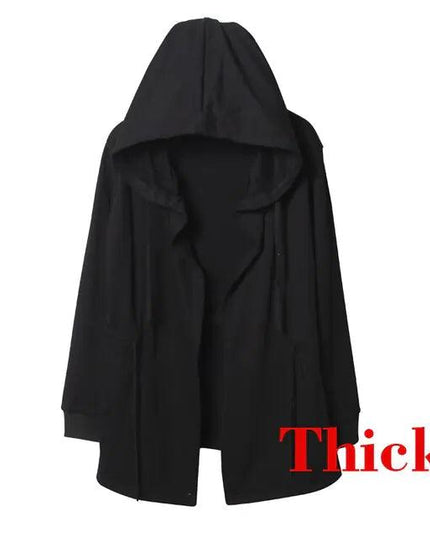 Black Hooded Wizard Trench Coat Windbreaker