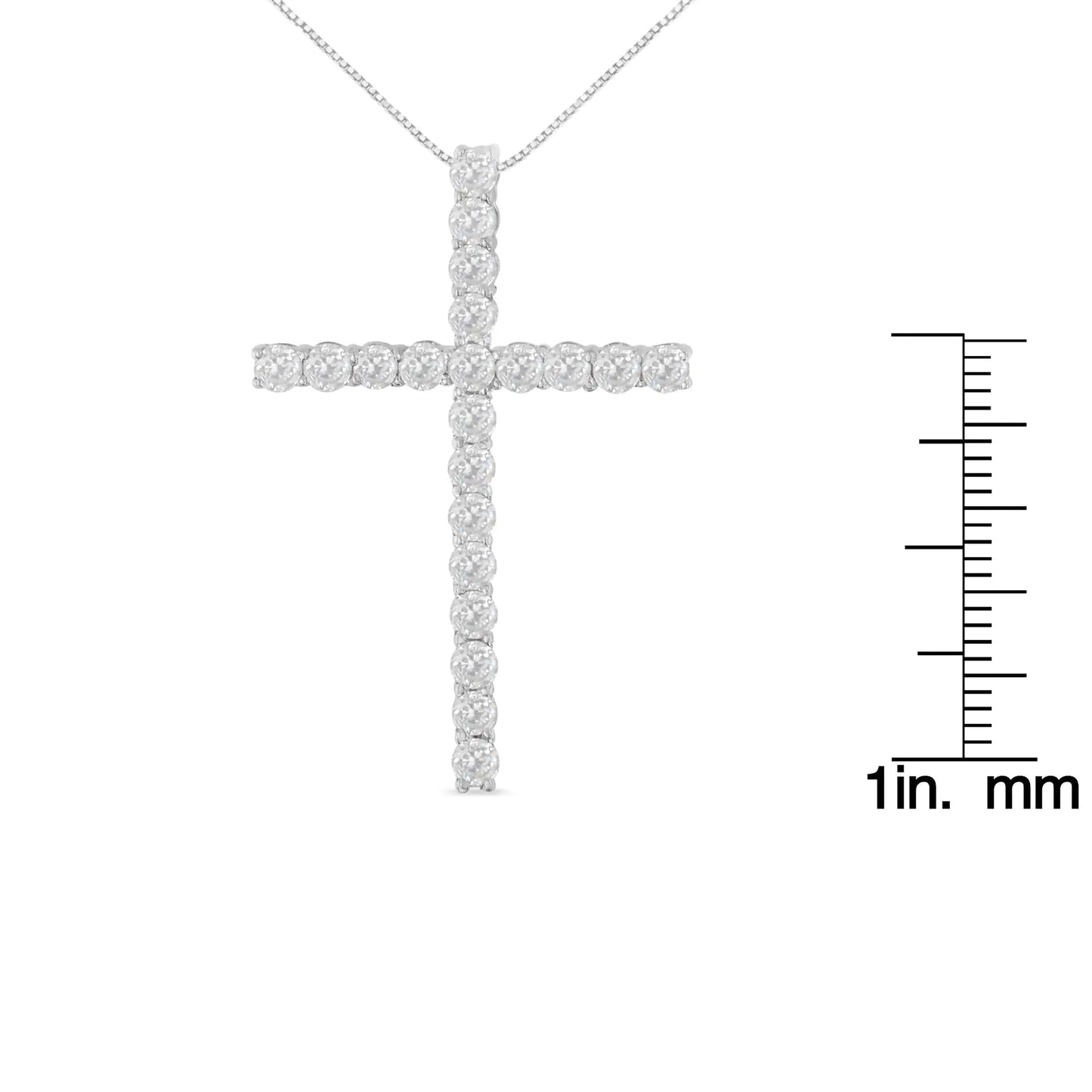 10Kt White Gold 1 cttw Diamond Cross Pendant Necklace (H-I, I1-I2)