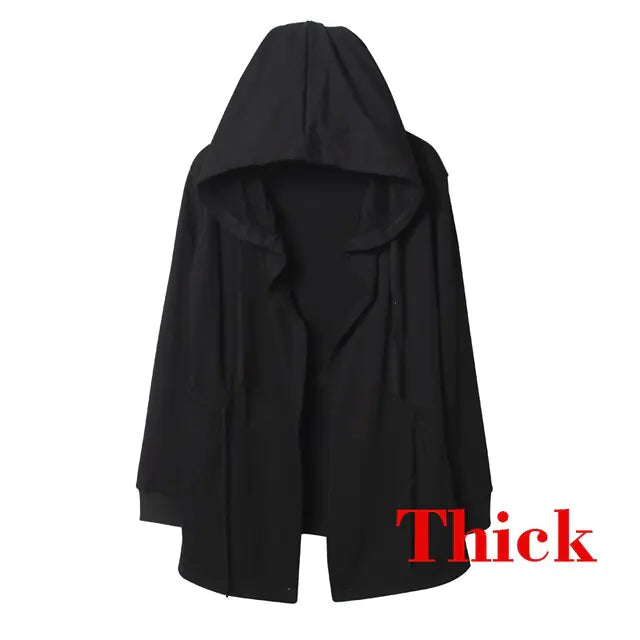 Black Hooded Wizard Trench Coat Windbreaker