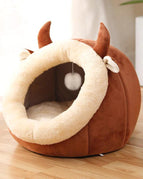 Cartoon Cow Cat Nest Brown / S
