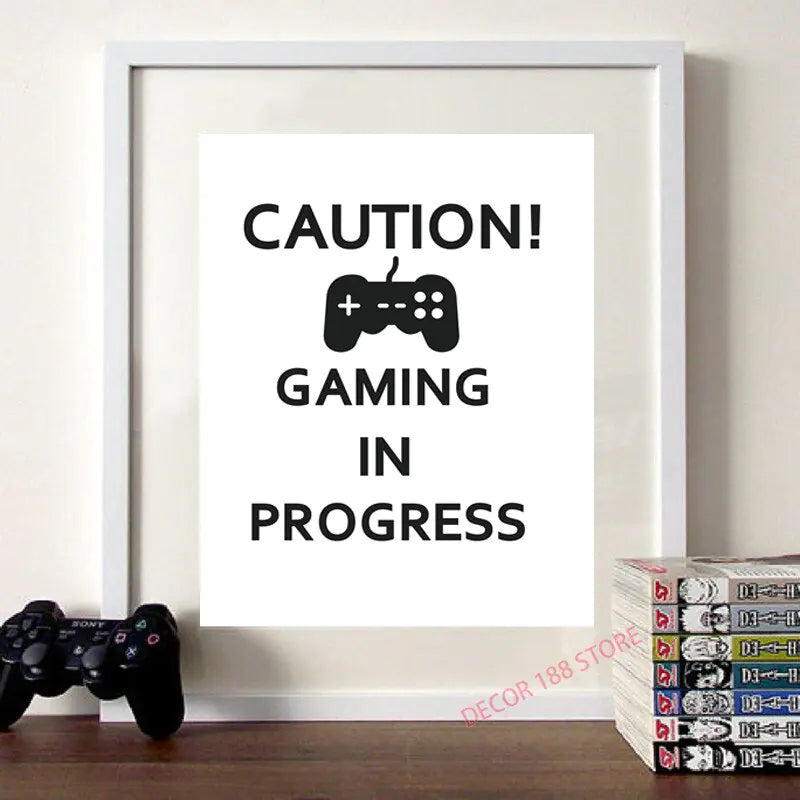 Video Game Prints Black White Posters Teen Boy Bedroom Decor