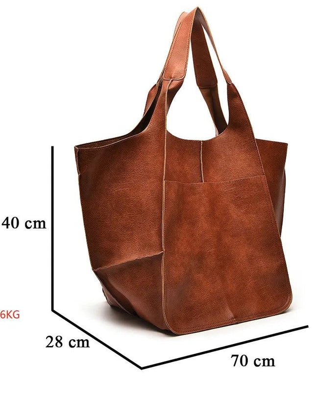Soft Leather Large Capacity Shoulder Hand-held Tote Bag