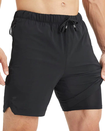Fabletics Mens The One Short (Lined) Training Swimming Lightweight Quick-Dry Zip Pocket Stretch Woven 7" Inseam XL Black