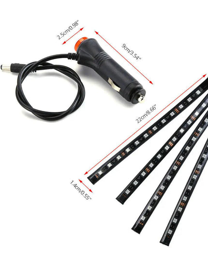 4X 48LED RGB Car Interior Atmosphere Light Strip Bar Bluetooth APP Music Control