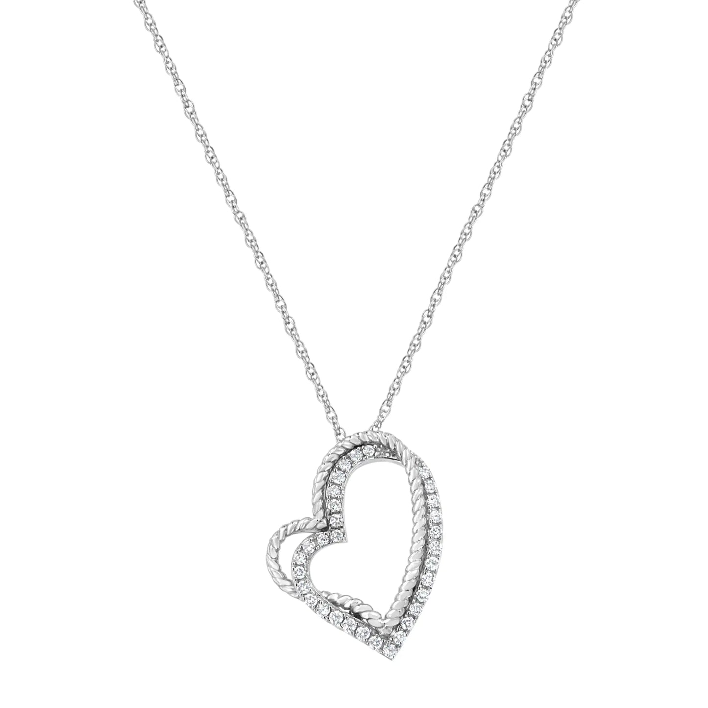 .925 Sterling Silver 1/3 cttw Lab Grown Diamond Heart Pendant Necklace (F-G Color, VS2-SI1 Clarity)