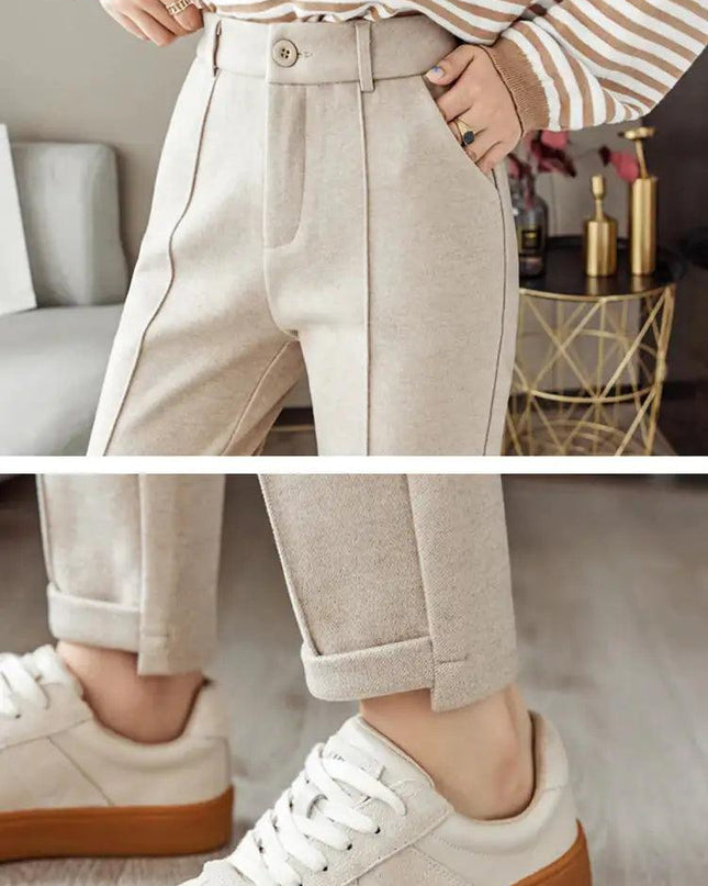 Woolen High Waist Trousers
