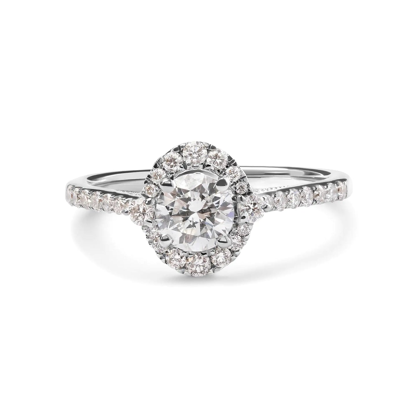 GIA Certified 14k White Gold 4/5 Cttw Diamond Halo Engagement Ring (G-H Color, SI1-SI2 Clarity)