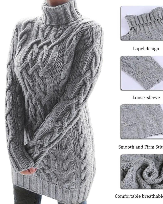 Turtleneck Twist Knitted Sweater Dress