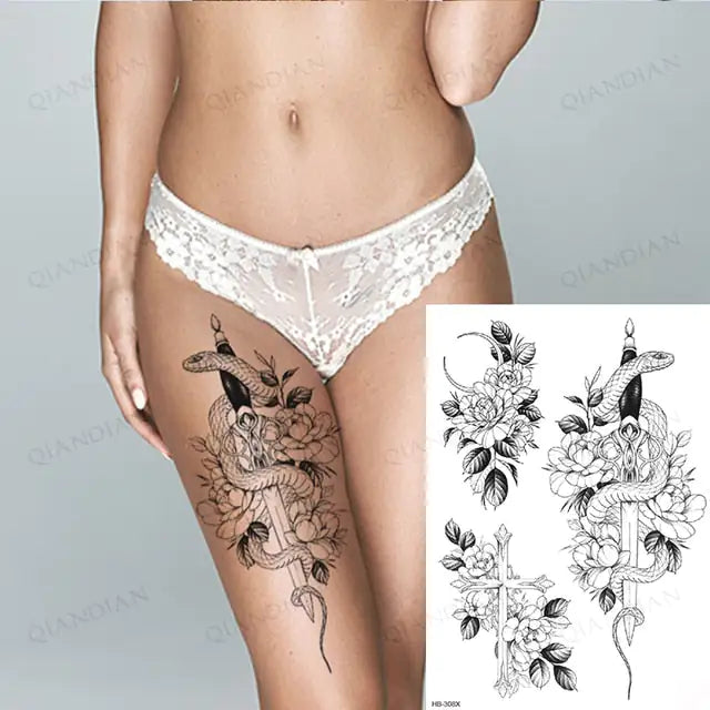 Old School Flowers Tattoos for Women