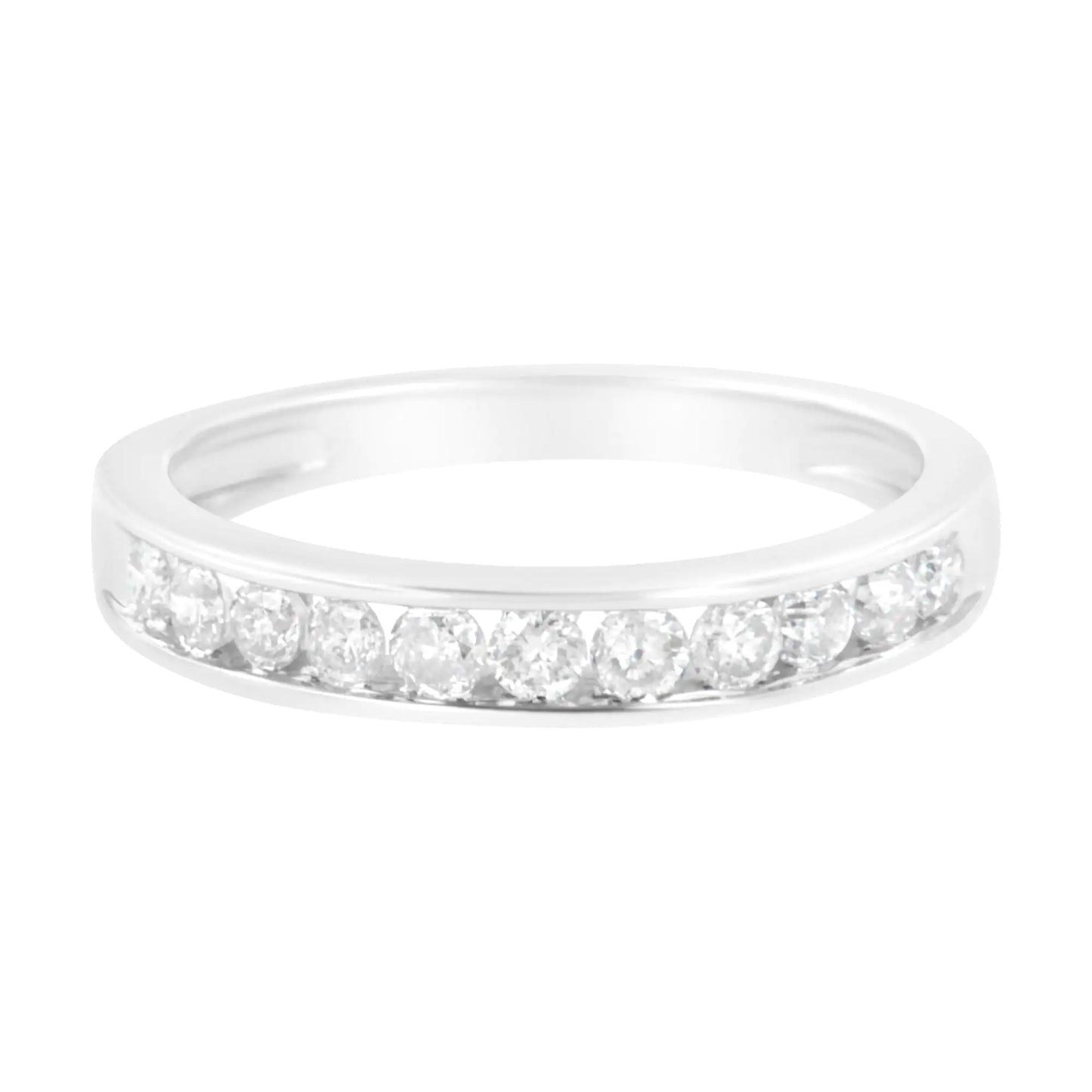 IGI Certified 1/2 Cttw Diamond 10K White Gold Channel Set Band Style Ring (J-K Color, I2-I3 Clarity)