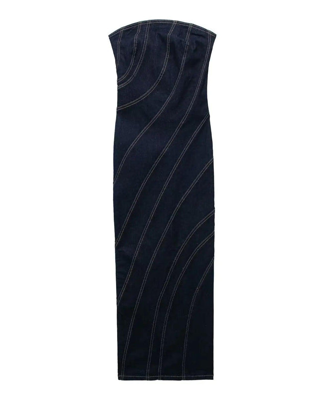 Swirl Thread Denim Dress