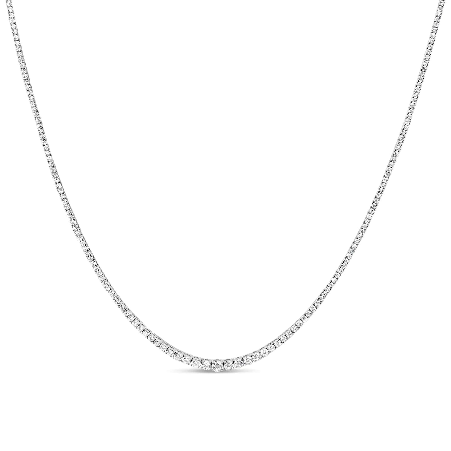 14K White Gold 10.0 Cttw Graduated Lab-Grown Diamond Tennis Necklace (F-G Color, VS2-SI1)  - 18" Inches