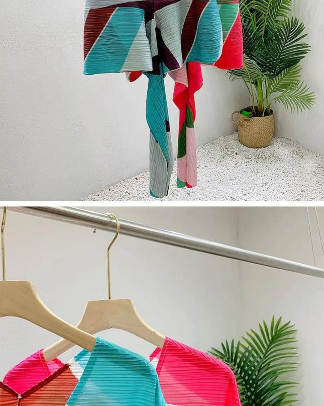 Circle Block Pleated Dress