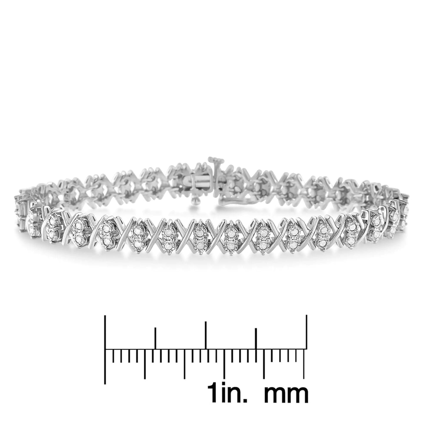 .925 Sterling Silver 1.0 Cttw Diamond Miracle-Set X-Link 7" Tennis Bracelet (I-J Color, I3 Clarity)