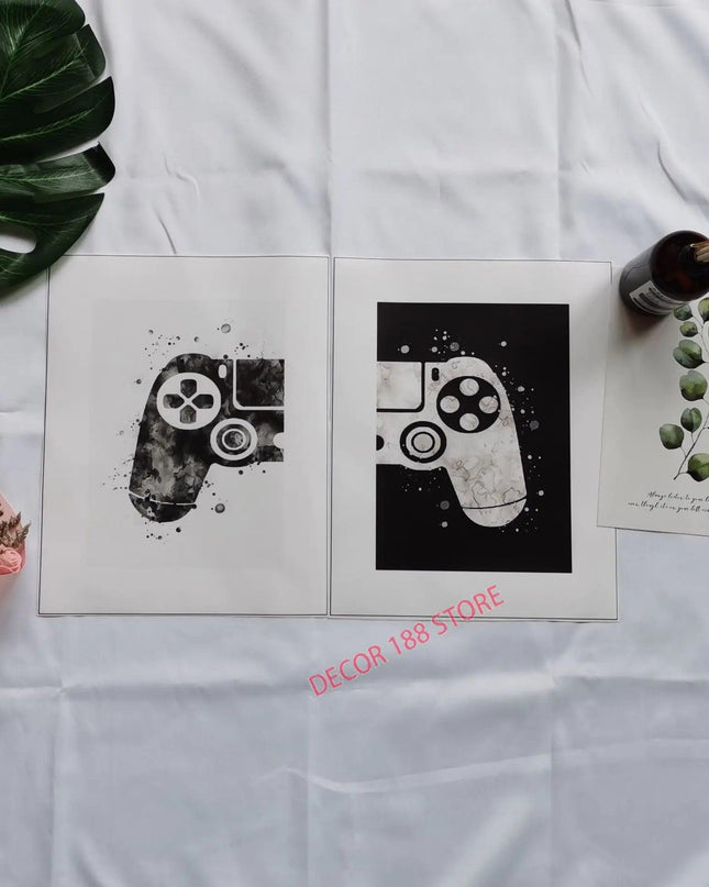 Video Game Prints Black White Posters Teen Boy Bedroom Decor