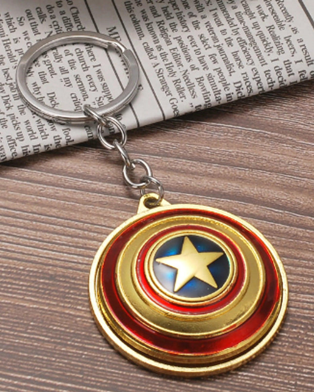 Marvel Hero Captain America Shield Keychain Car Key Holder