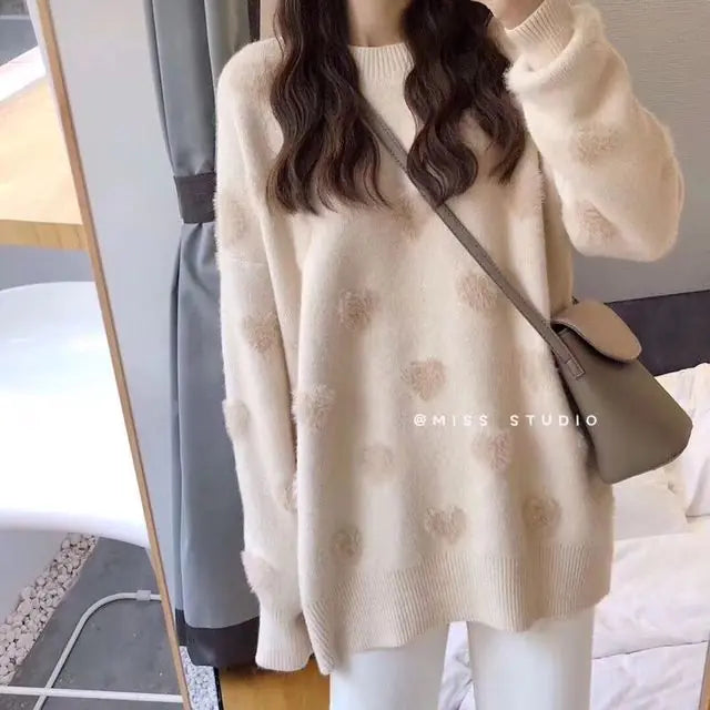 Heart Design Sweater: Korean Fashion