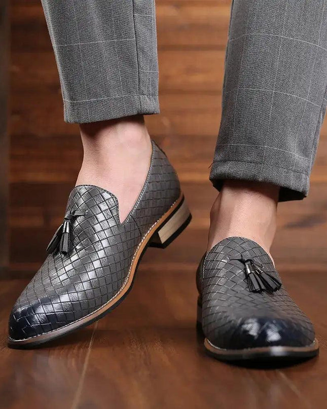 Vintage Patterned Vegan Leather Loafers for Men
