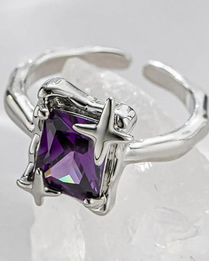 Purple Square Zirconia Ring