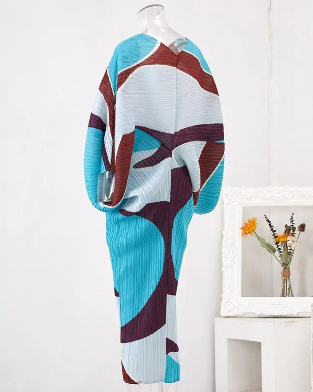 Circle Block Pleated Dress