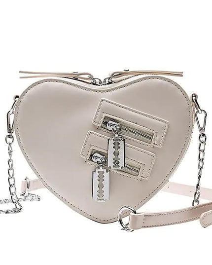 Heart Blade Zipper Chain Crossbody Bags