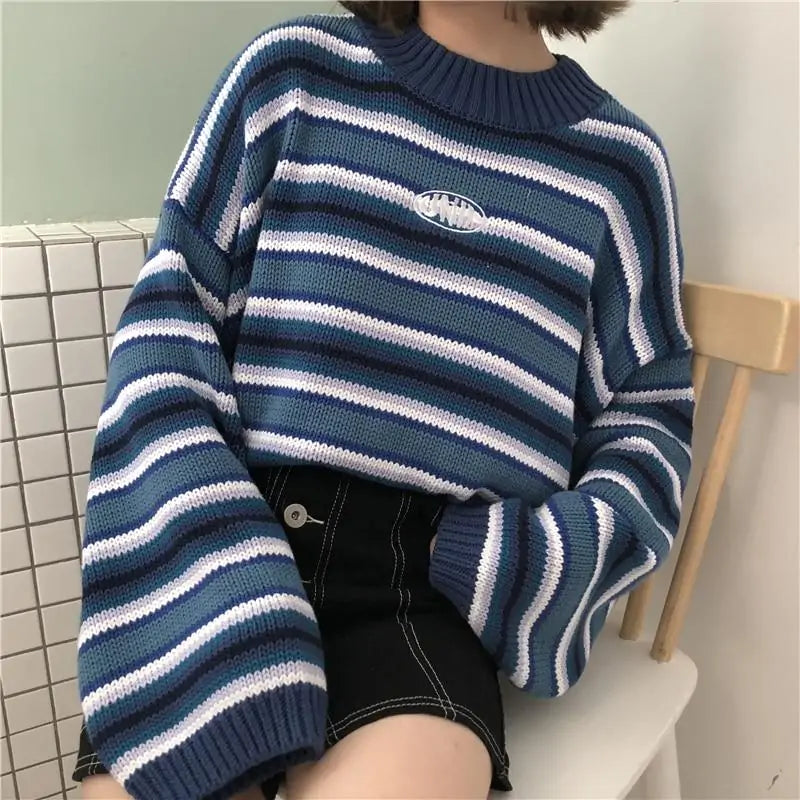 Navy Stripes Oversized Sweater