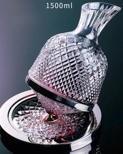Crystal-cut Rotating Top Decanter Set