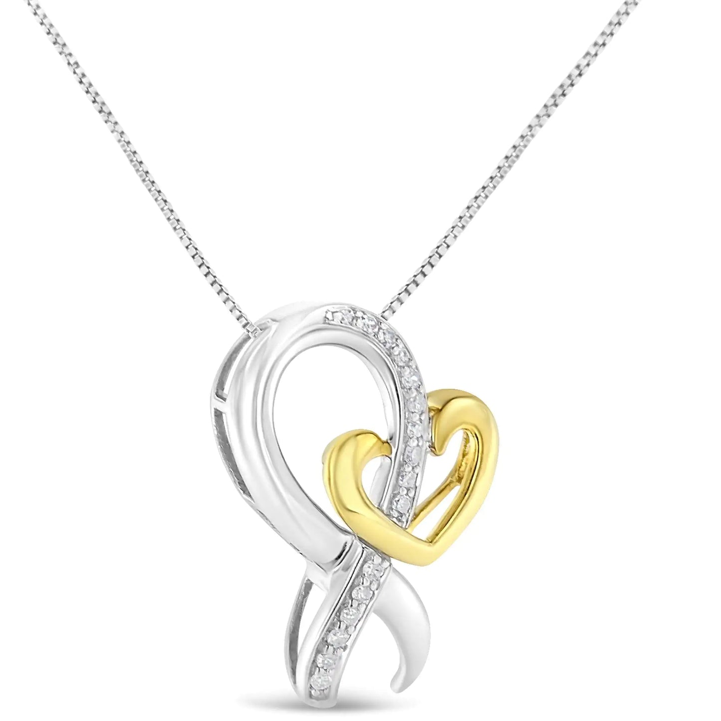 Two-Tone .925 Sterling Silver 1/6 cttw Round Cut Diamond Ties of Love Pendant Necklace (H-I, I1-I2)