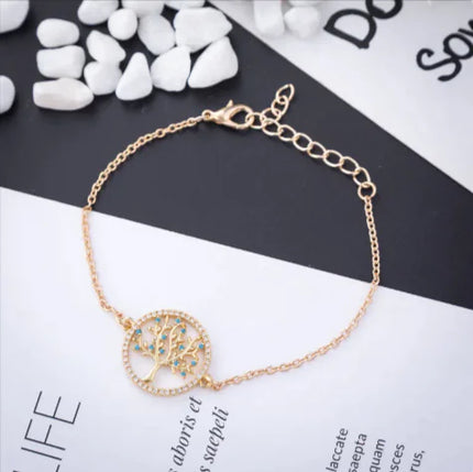 Luxury Tree of Life Bracelet with Micro-Inlaid Zircon Crystals
