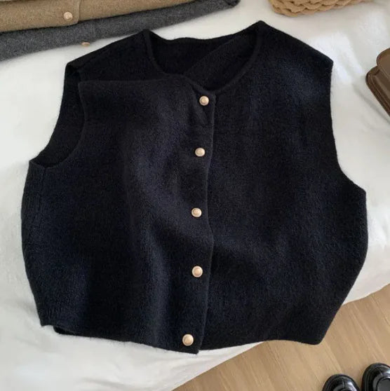 Women's Round Neck Cardigan Vest