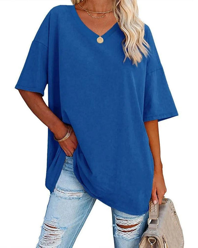 Loose Short-Sleeved V-neck T-shirt