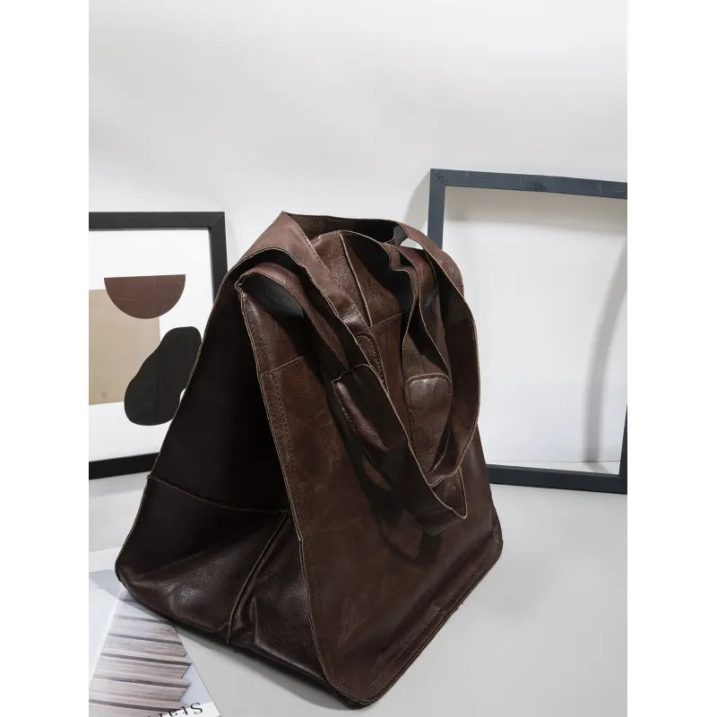 Soft Leather Large Capacity Shoulder Hand-held Tote Bag