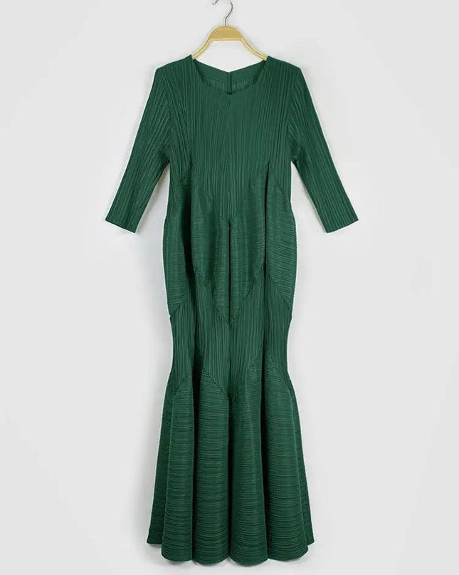 Pleated Square Collar Dress