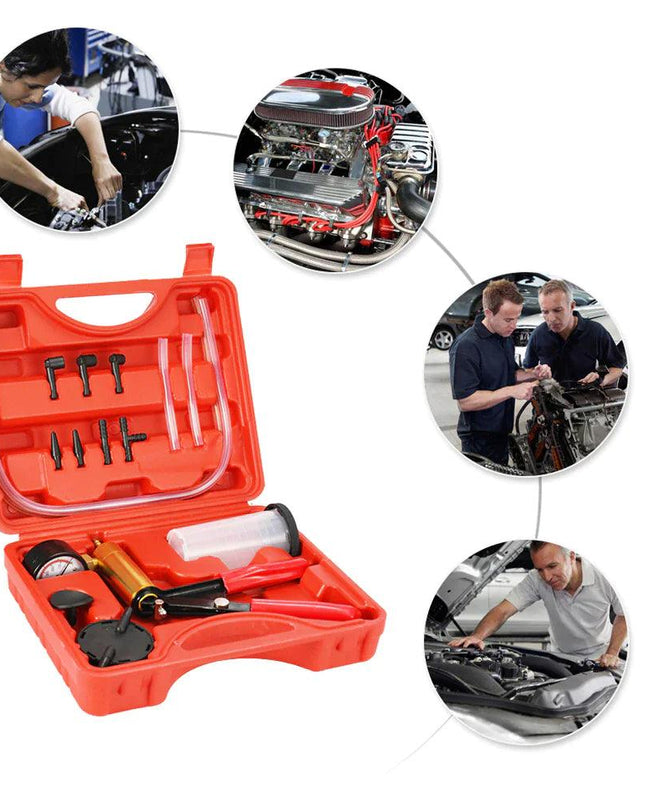 Hand Held Vacuum Pressure Pump Tester Set Brake Fluid Bleeder Bleeding Kit + Box
