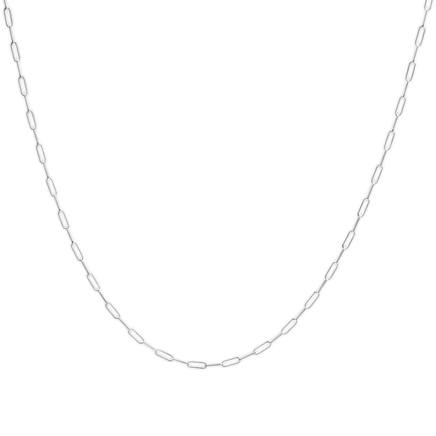 Unisex Solid 14K Gold 2.5mm Paperclip Chain Necklace