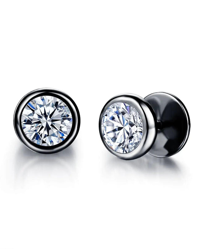 Small Black Punk Stud Earrings