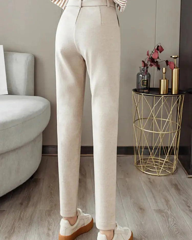 Woolen High Waist Trousers