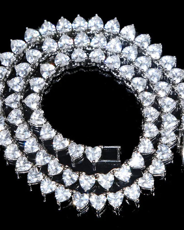 5A Heart CZ Tennis Necklace