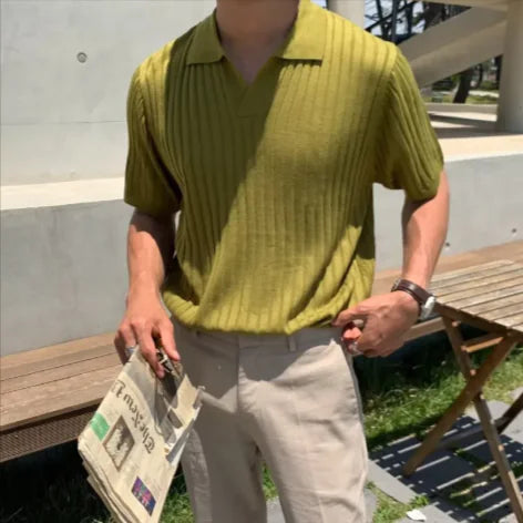 Men's Trendy Knitted T-Shirt – Stylish Brand Lead Design