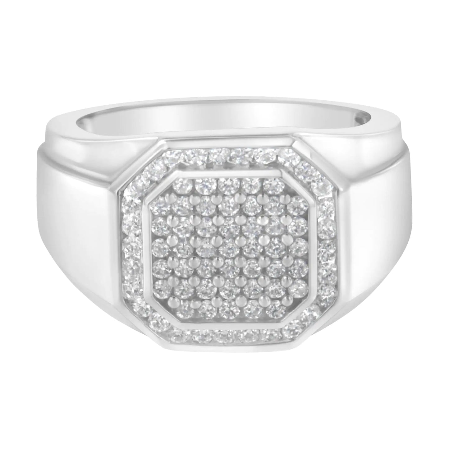 Men's 14KT White Gold Diamond Cocktail Ring (1 cttw, H-I Color, SI2-I1 Clarity)